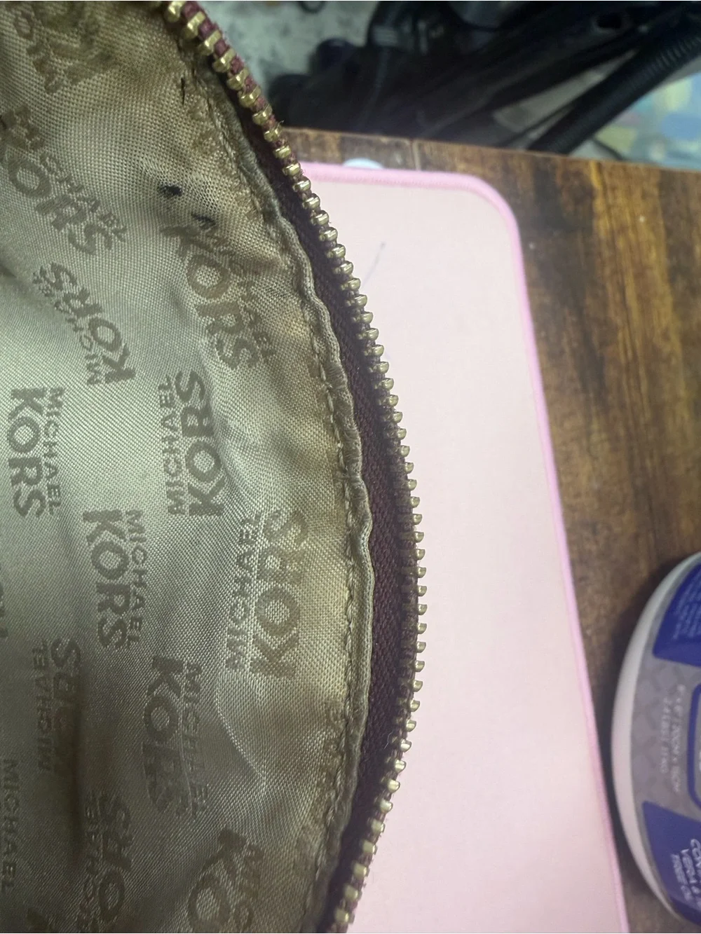 Michael Kors Burgundy soft pebbled Leather Wristlet Clutch 4 card slots inside
